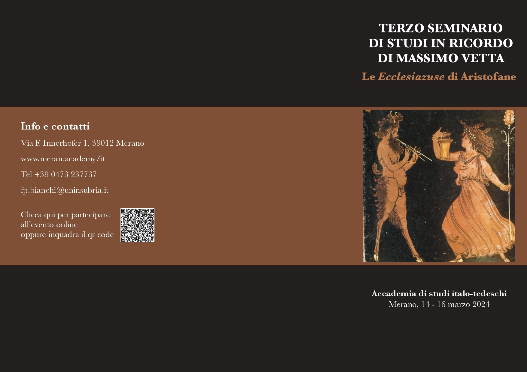 Tagung Le Ecclesiazuse di Aristofane, Meran 14.-16.3.2024